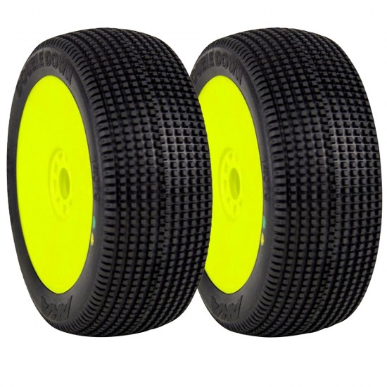 1:8 BUGGY DOUBLE DOWN (SOFT - LONG WEAR) EVO WHEEL PRE-MOUNTED YELLOW