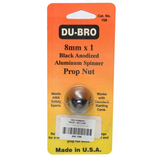 8mm x 1 Alum spin prop nut Blk