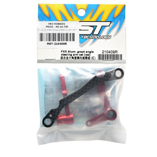 FXX Alum. great angle steering arm set (red)
