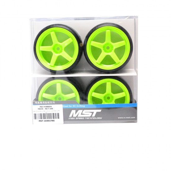 Green 5 spokes wheel (+3) w/ CS-R tire (soft) (4)