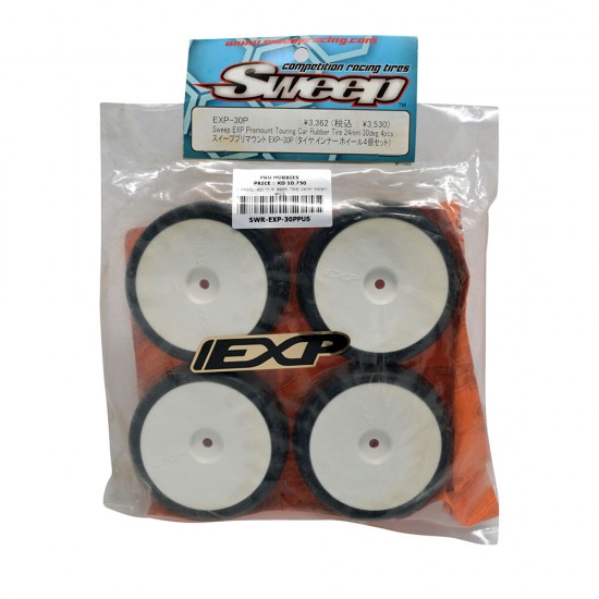 EXP PREGLUED TC RUBBER TIRE 24MM 30DEG 4PCS