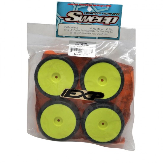EXP PREGLUED TC RUBBER TIRES 24MM 30DEG 4 PCS