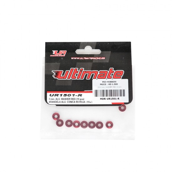 3 mm ALU WASHER RED 10 pcs