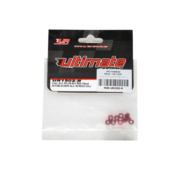 3 mm. ALU. NYLON NUT RED