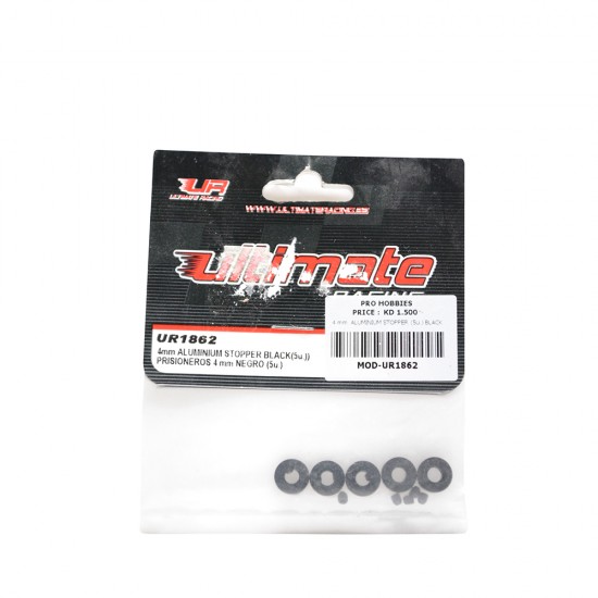 4 mm. ALUMINIUM STOPPER (5u.) BLACK