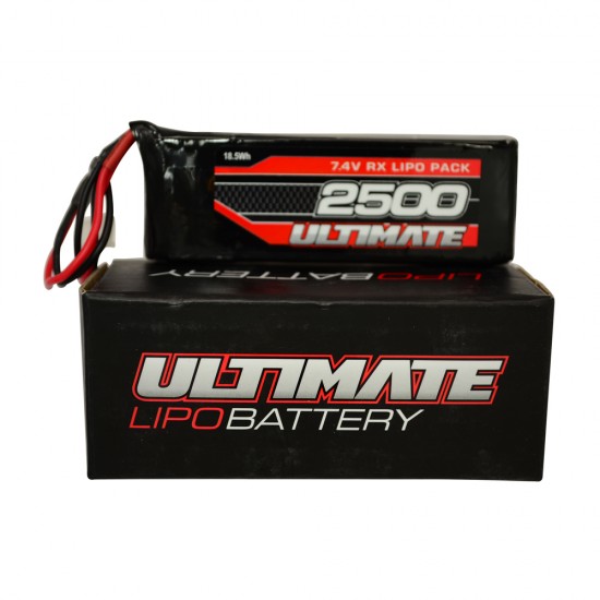 ULTIMATE 7.4v. 2500mAh LIPO FLAT RECEIVER BATTERY PACK JR