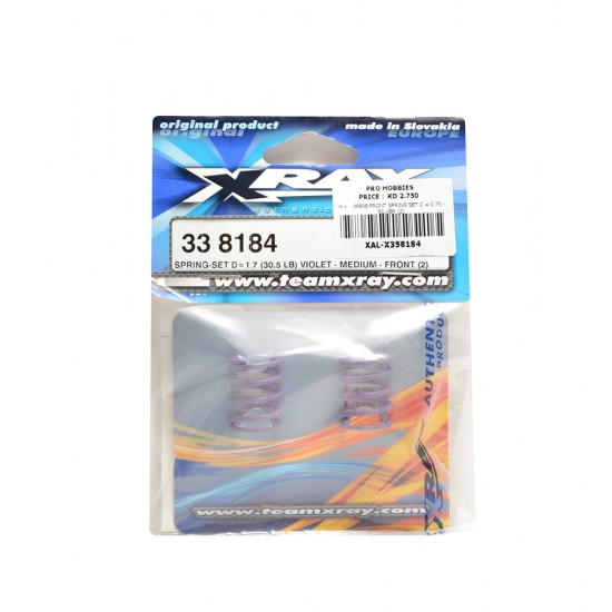 XRAY XB808 FRONT SPRING SET C = 0.75 - SILVER (2)