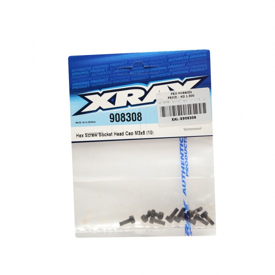 HEX SCREW SOCKET HEAD CAP M3x8   (10)