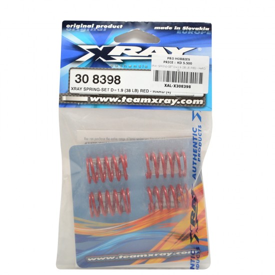 XRAY SPRING-SET D=1.9 (38 LB) RED - HARD (4)
