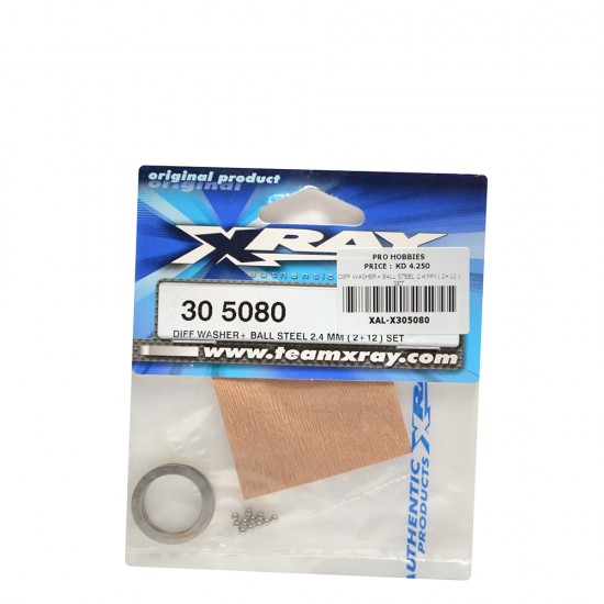 DIFF WASHER+ BALL STEEL 2.4 MM ( 2+12 ) SET