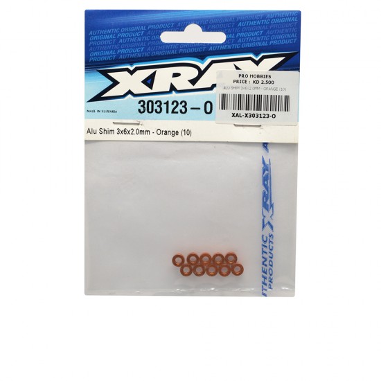 ALU SHIM 3x6x2.0MM - ORANGE (10)