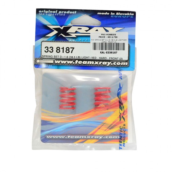 XRAY SPRING-SET D=1.8 (38.5 LB) LIGHT-RED - HARD - FRONT (2)