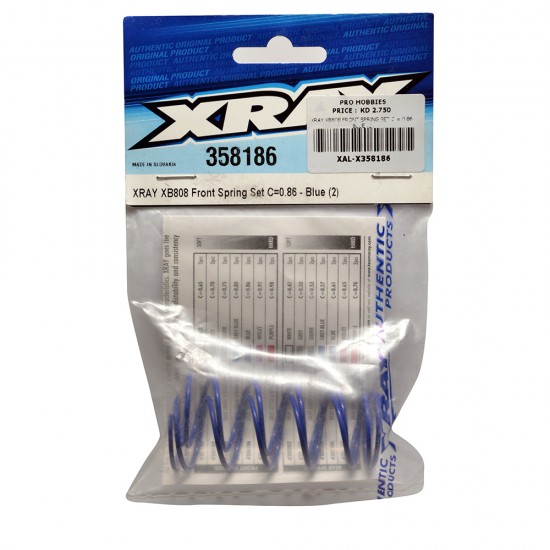 XRAY XB808 FRONT SPRING SET C = 0.86 - BLUE (2)